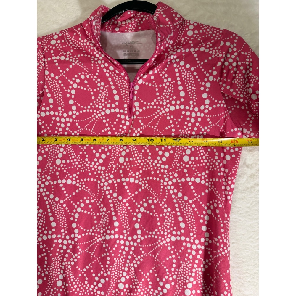 X by Gottex Womens XS Pink White Dot Quarter Zip Long Sleeve‎ Athletic Golf Top